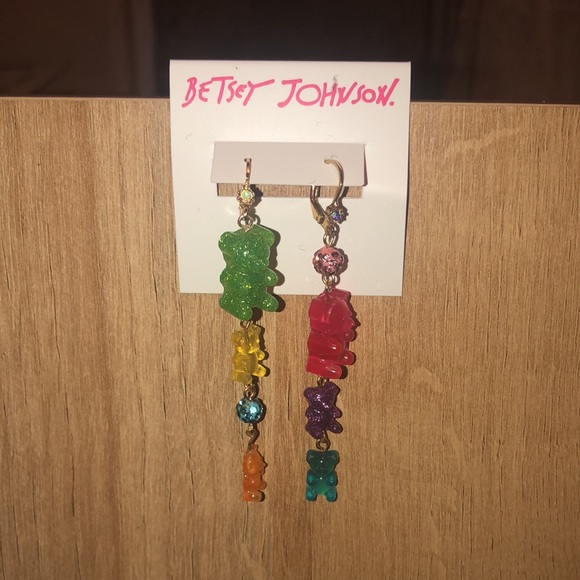 NWT Betsey Johnson Sparkly Rhinestone Glittery Gummy Bear 🐻 Earrings - Picture 13 of 17